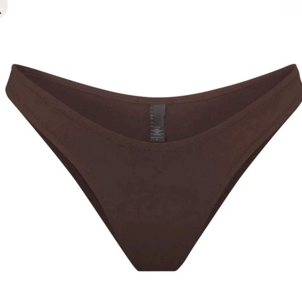 Skims Signature Swim Bottom Cheeky Tanga Coca Brown Resortwear Womens Medium